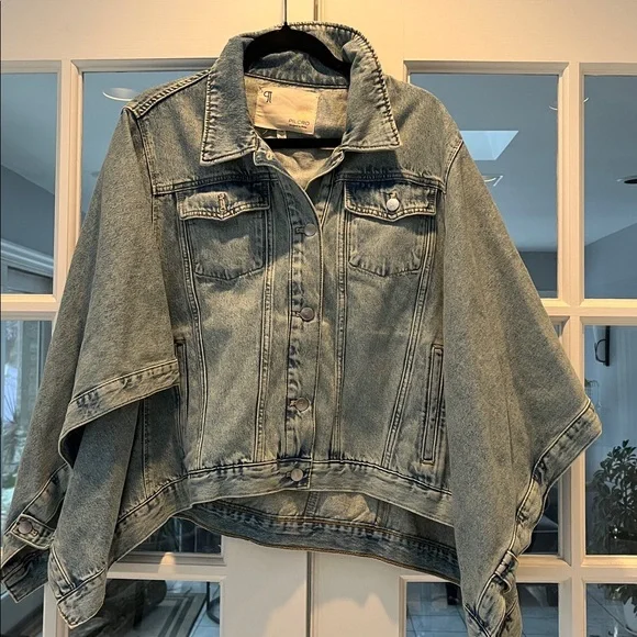 PILCRO - The Weston Cape Denim Boyfriend Jacket - Sz L/XL - Picture 4 of 6